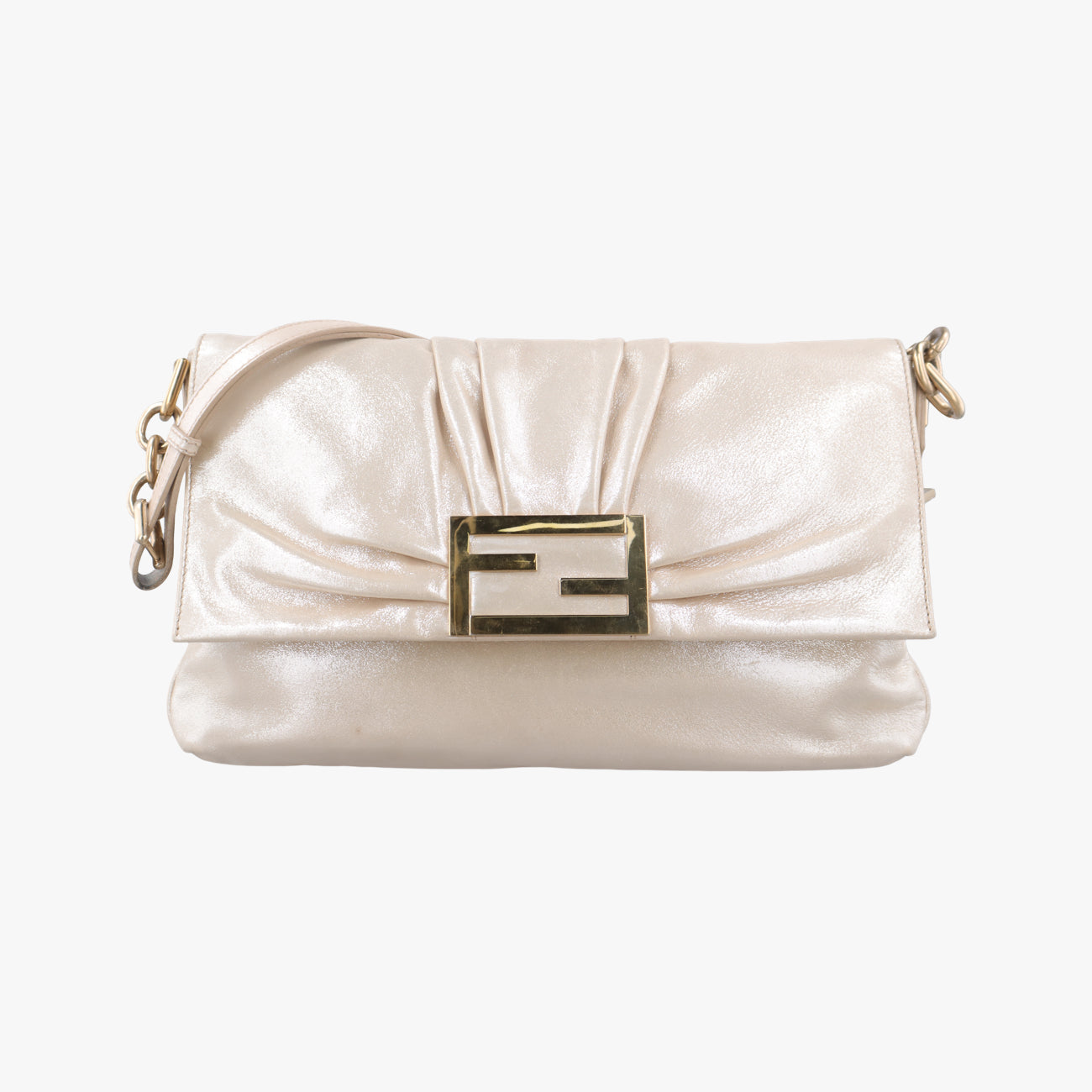 Vintage Fendi Mia Flap Light Gold Leather 8BT163 handbag | stylenewstar