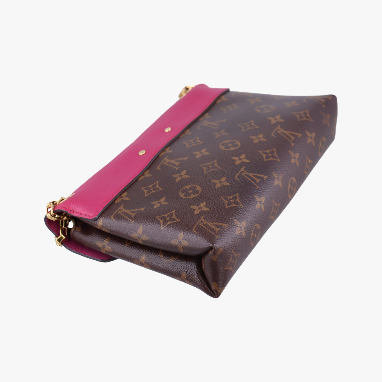 Secondhand Louis Vuitton PALLAS chain brown×Aurore Monogram Canvas×calf leather M41200 shoulderbag | stylenewstar
