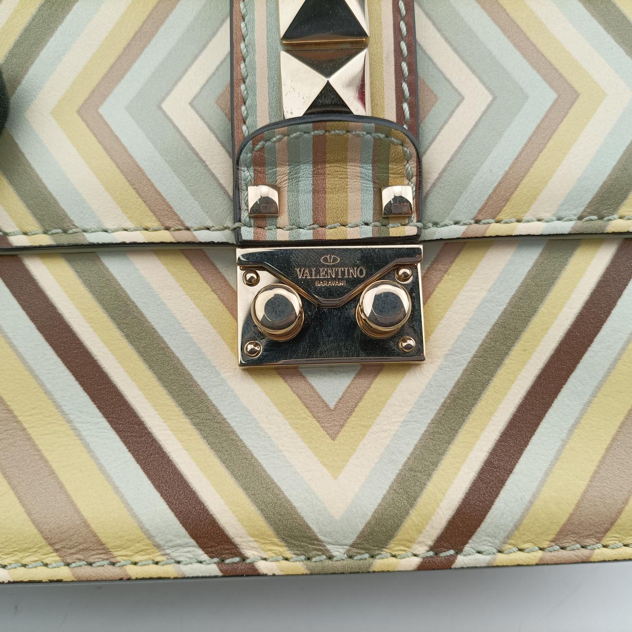 Pre-owned Valentino Rockstud Glam Lock Multicolour Leather  shoulderbag | stylenewstar