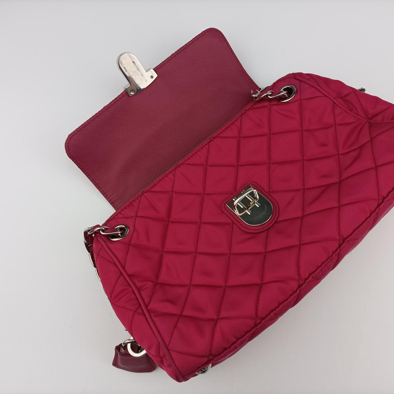 Pre-owned Prada Stitched quilting Rose nylon BR4965 shoulderbag | stylenewstar