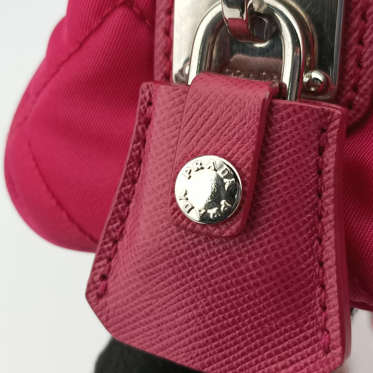 Pre-owned Prada Stitched quilting Rose nylon BR4965 shoulderbag | stylenewstar