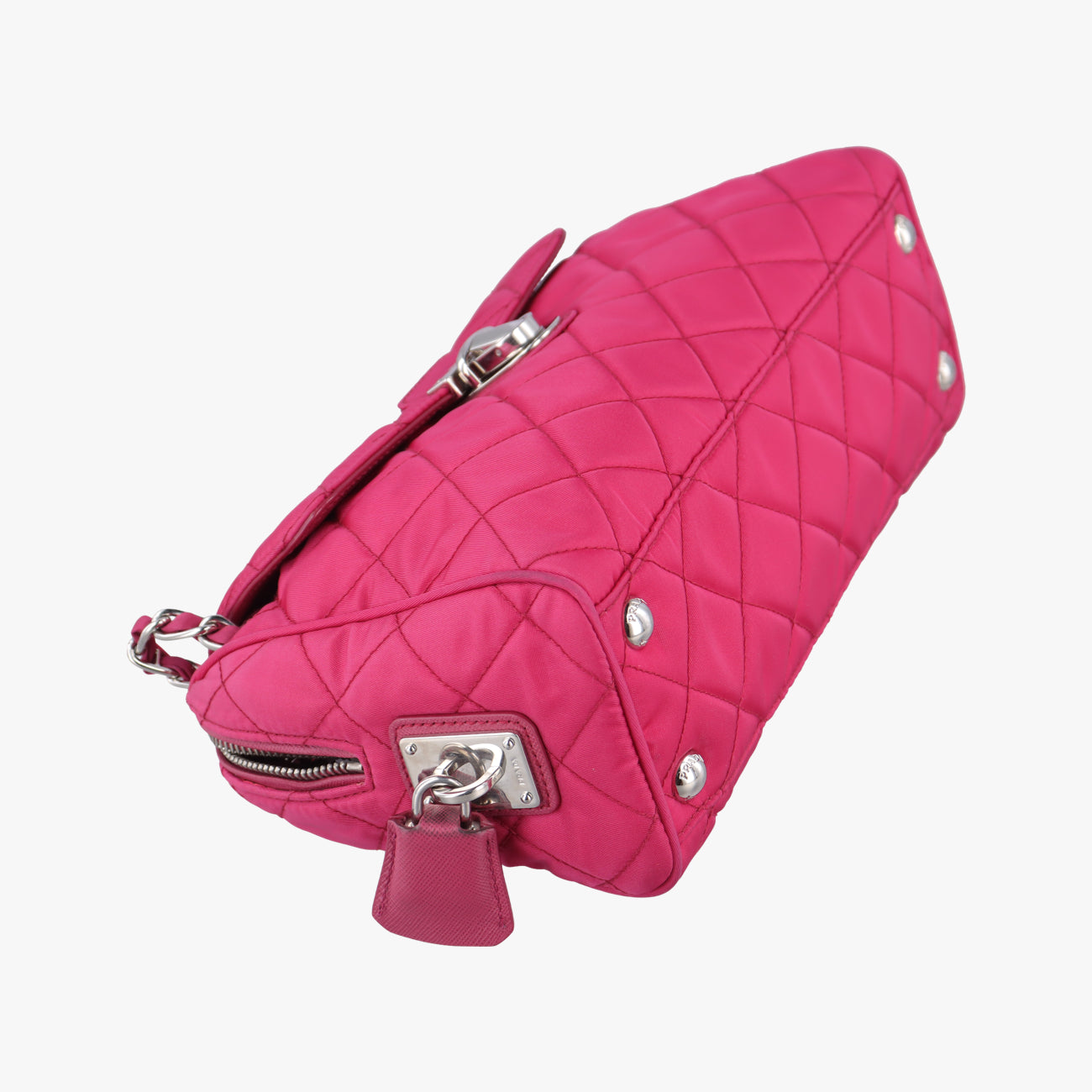 Pre-owned Prada Stitched quilting Rose nylon BR4965 shoulderbag | stylenewstar