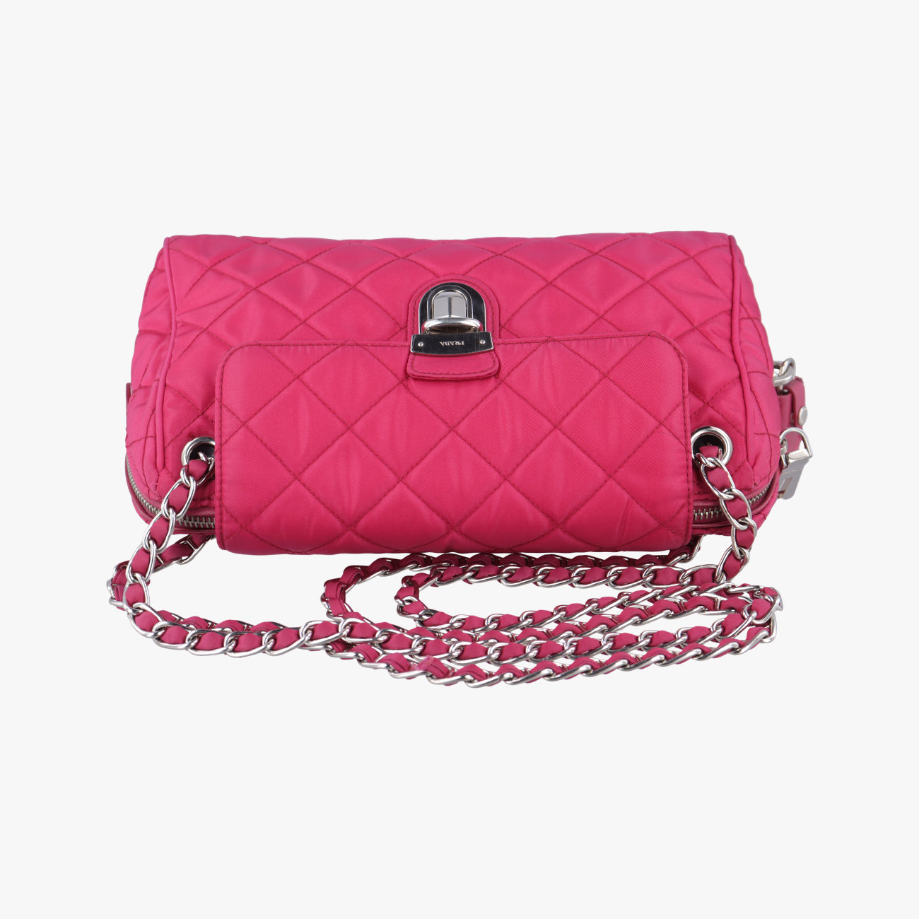 Pre-owned Prada Stitched quilting Rose nylon BR4965 shoulderbag | stylenewstar