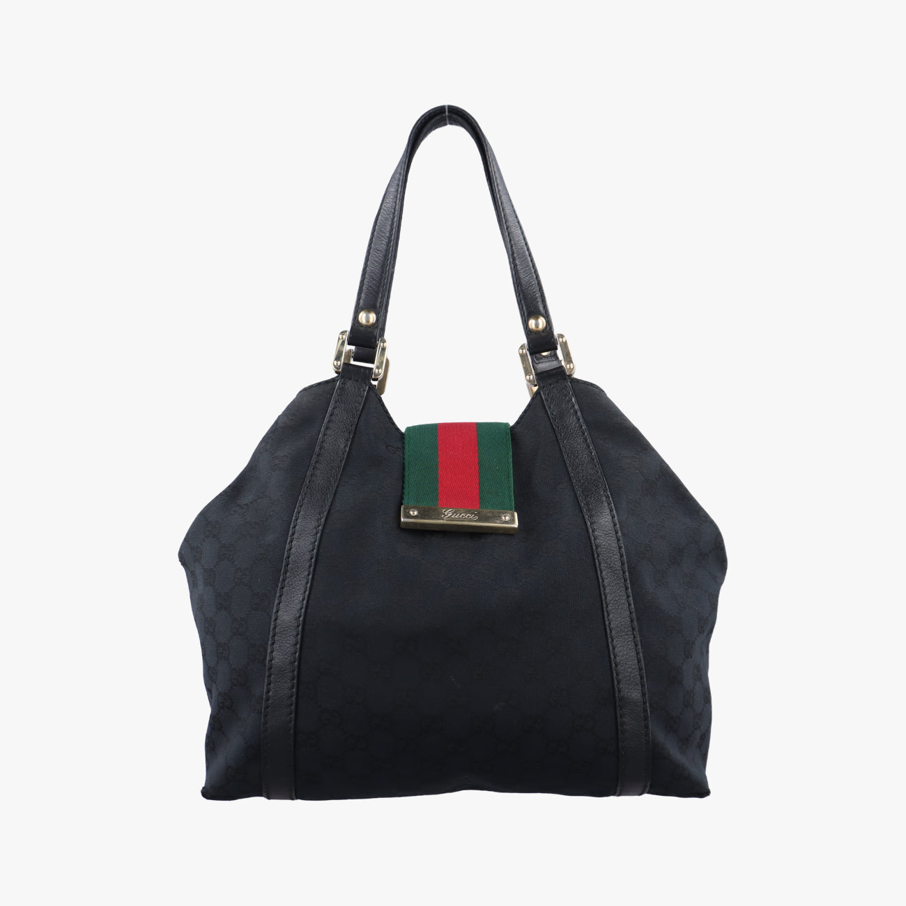Pre-owned Gucci GG canvas Black x Red x Green canvas 211936 handbag | stylenewstar
