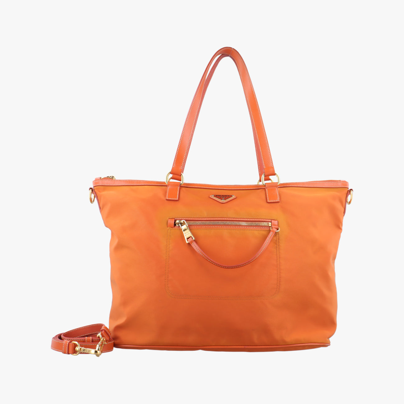 Vintage Prada Triangle Logo Orange nylon  shoulderbag | stylenewstar