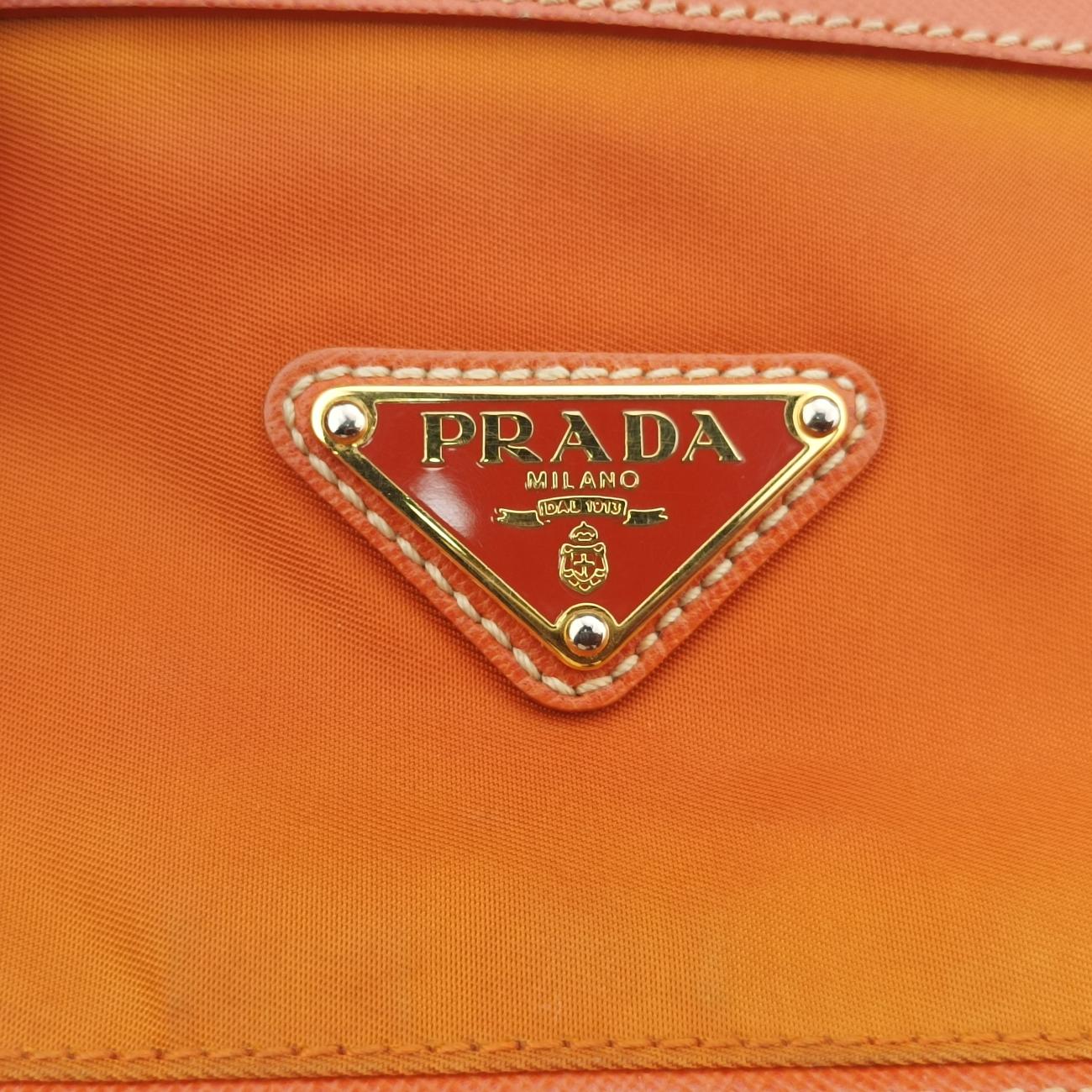 Vintage Prada Triangle Logo Orange nylon  shoulderbag | stylenewstar