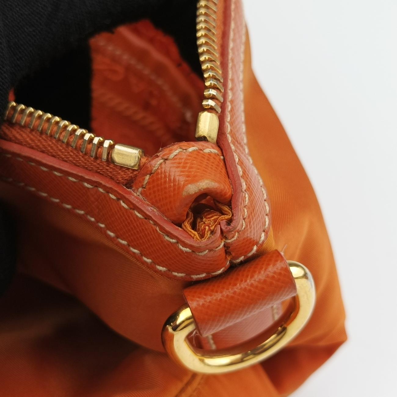 Vintage Prada Triangle Logo Orange nylon  shoulderbag | stylenewstar