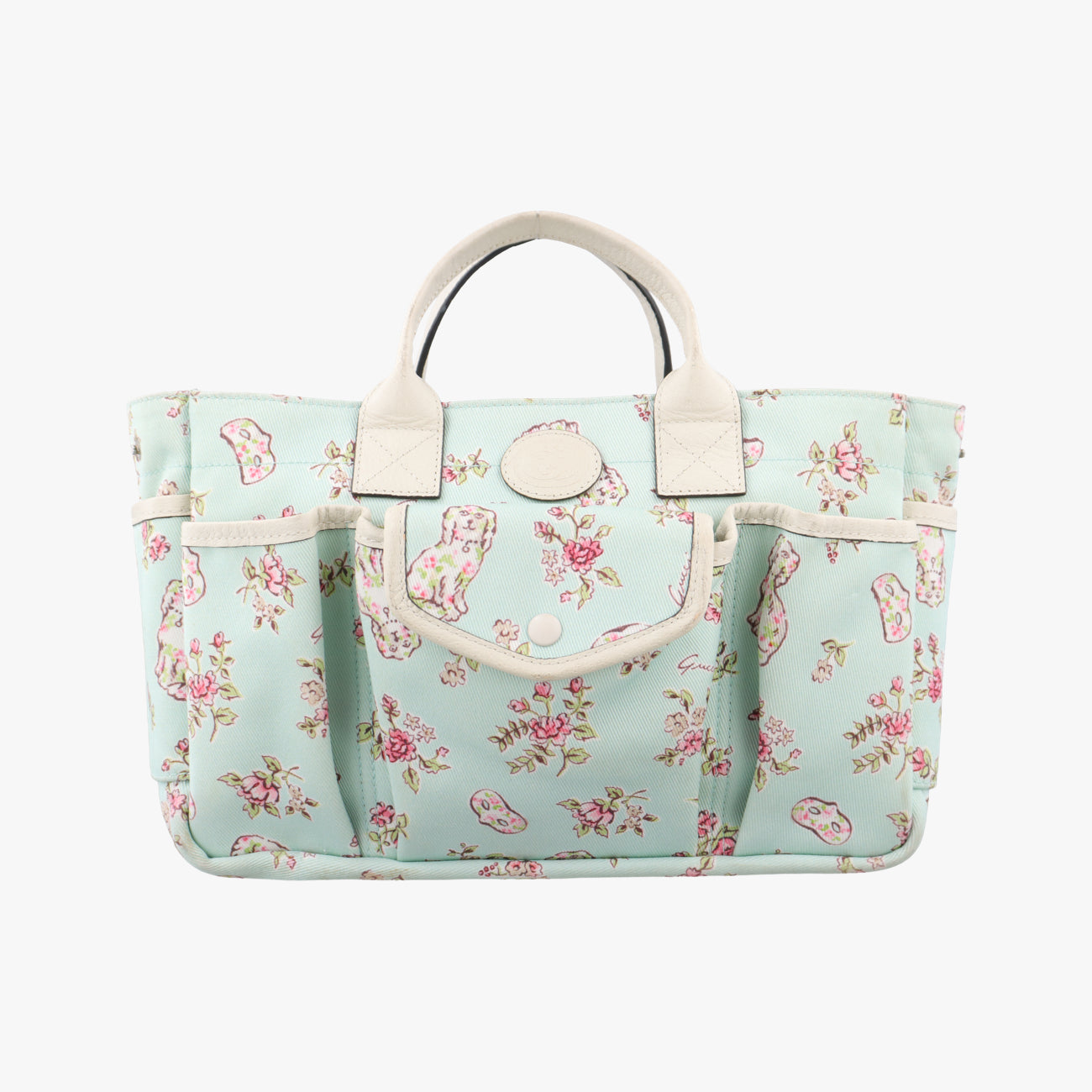 Pre-owned Gucci GG pattern children's handbag Green×Multicolour Canvas×Leather 628159 handbag | stylenewstar