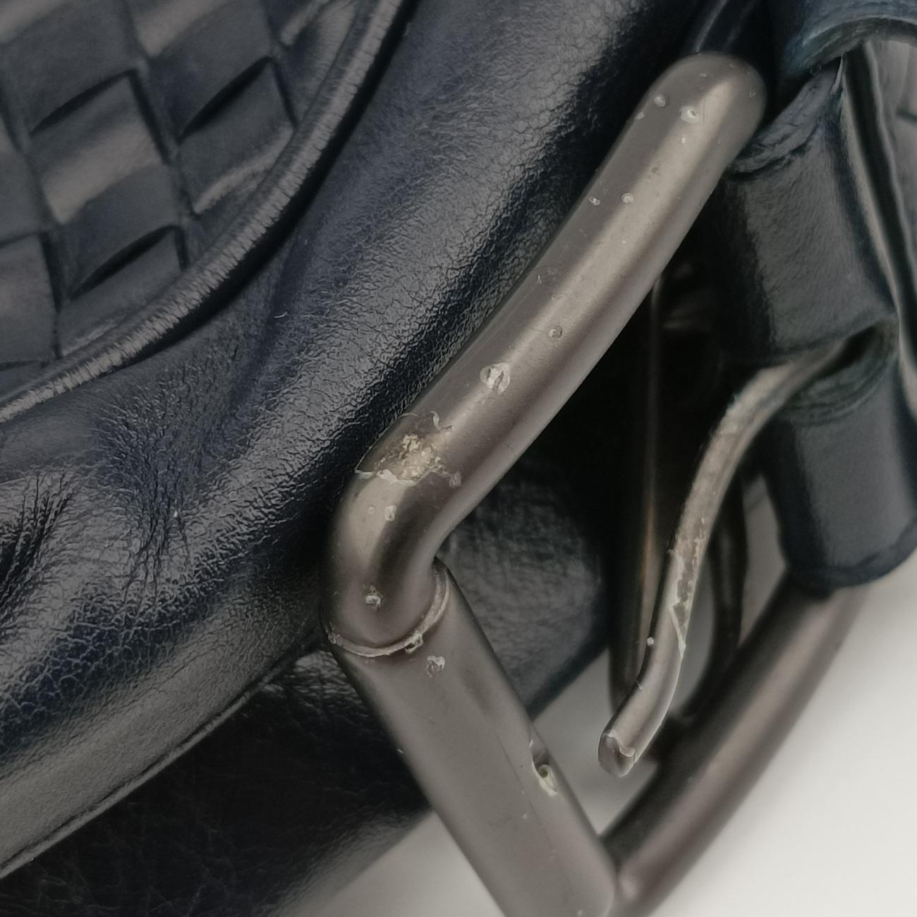 Pre-owned Bottega Veneta Intrecciato Navy lambskin  crossbodybag | stylenewstar