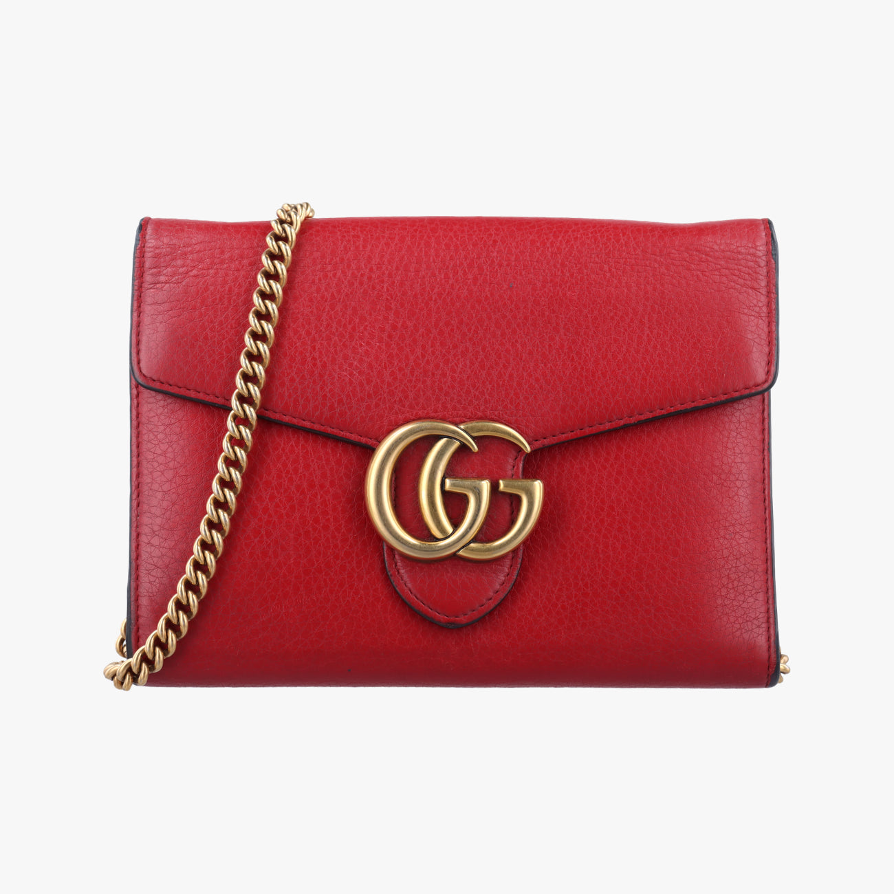 Pre-owned Gucci GG Marmont Red Leather 401232 shoulderbag | stylenewstar