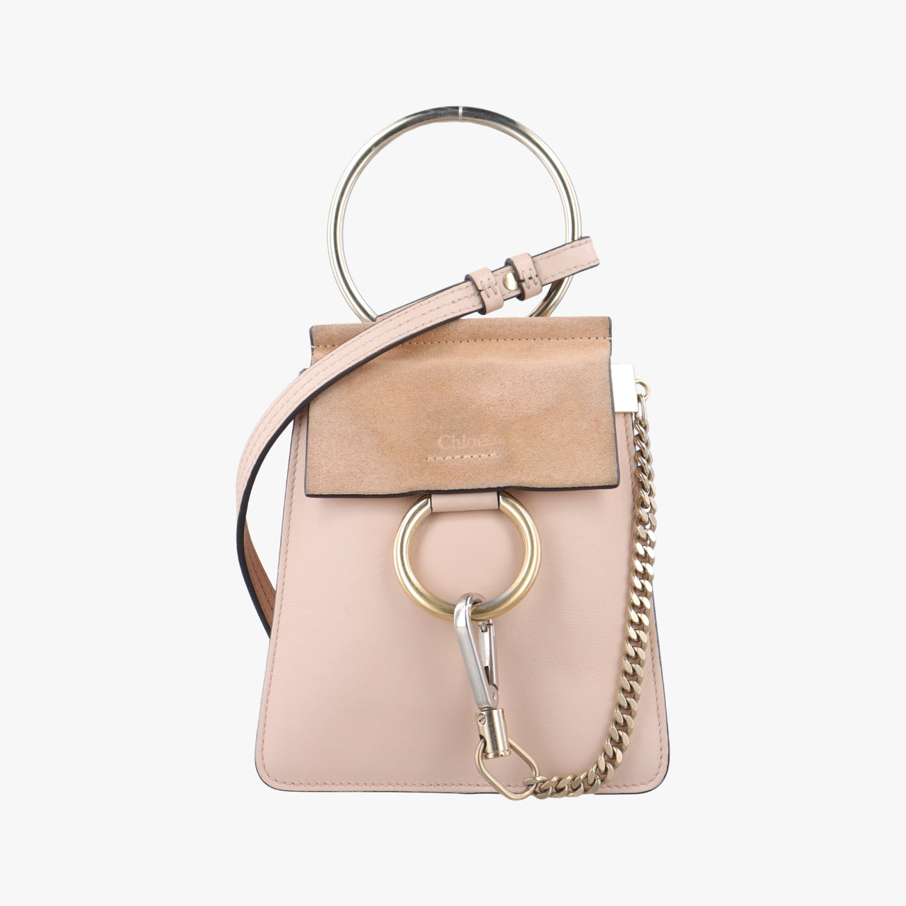 Pre-owned Chloe FAYE Pink×Beige Leather × suede  shoulderbag | stylenewstar