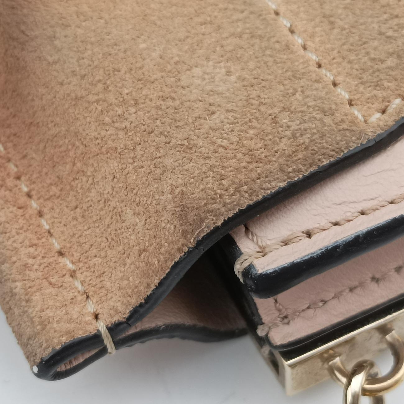 Pre-owned Chloe FAYE Pink×Beige Leather × suede  shoulderbag | stylenewstar