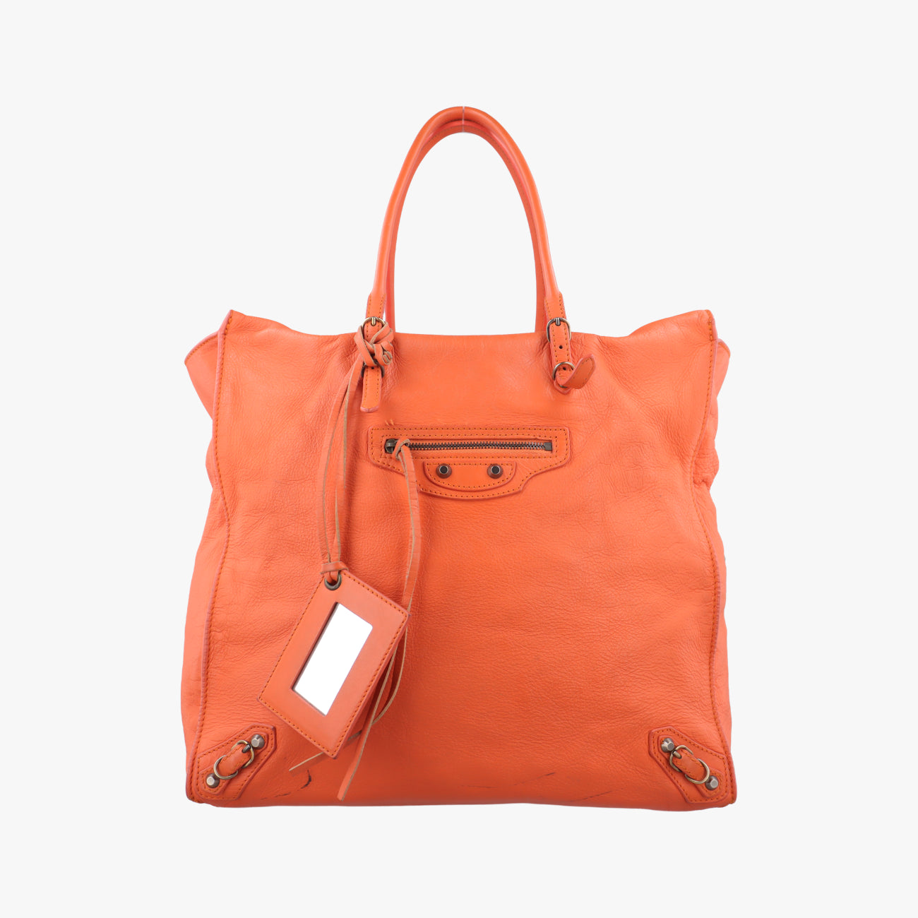 Pre-owned Balenciaga The Paper Orange Lambskin  shoulderbag | stylenewstar