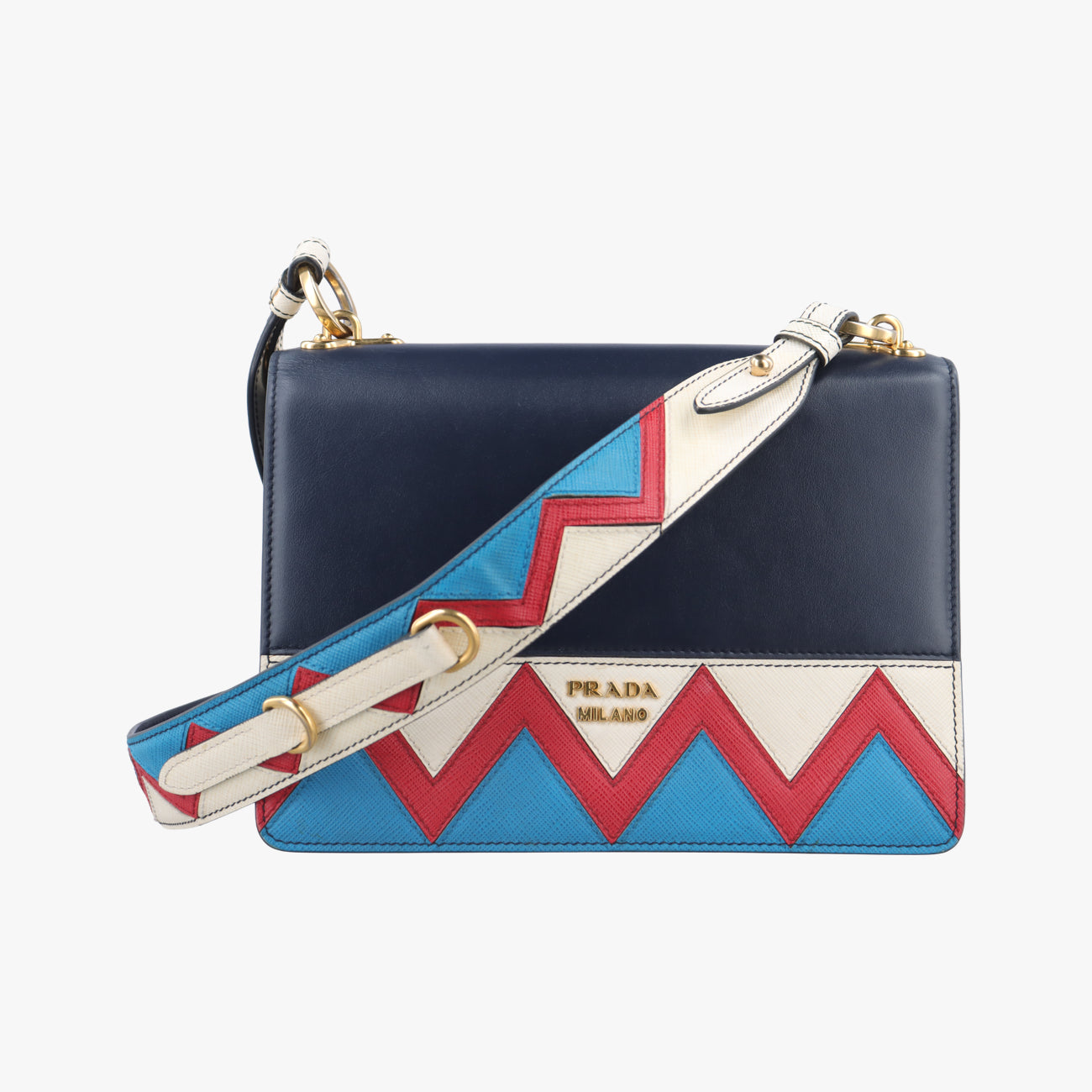 Pre-owned Prada Esplanade black×Multicolour Leather×Vauxhall Cashmere Leather  shoulderbag | stylenewstar