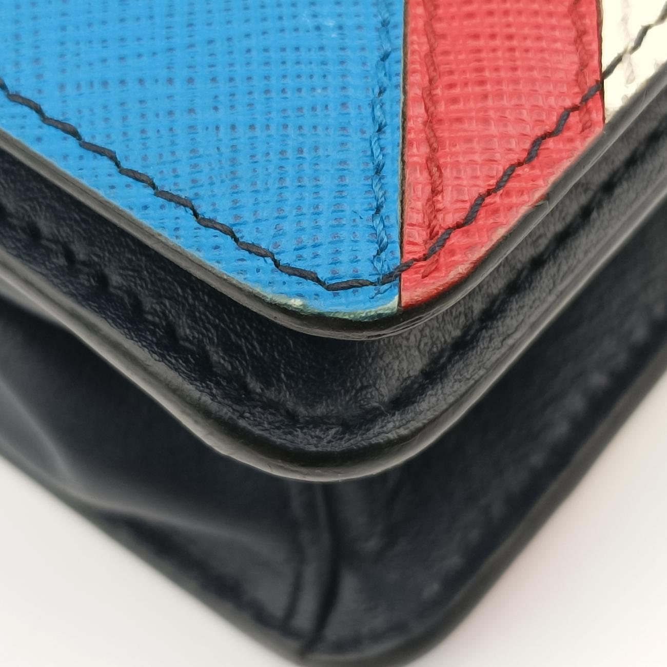 Pre-owned Prada Esplanade black×Multicolour Leather×Vauxhall Cashmere Leather  shoulderbag | stylenewstar