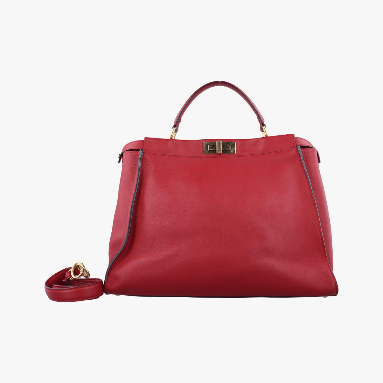 Pre-owned Fendi PEEKABOO Large Red Leather 8BN210 shoulderbag | stylenewstar