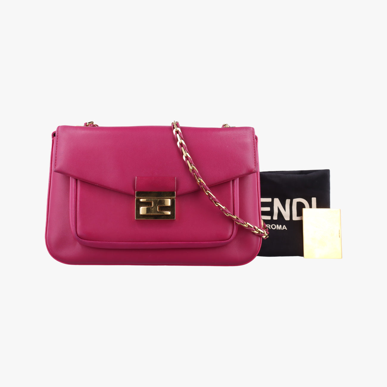 Pre-owned Fendi Be Baguette Rose Leather 8BR677 shoulderbag | stylenewstar