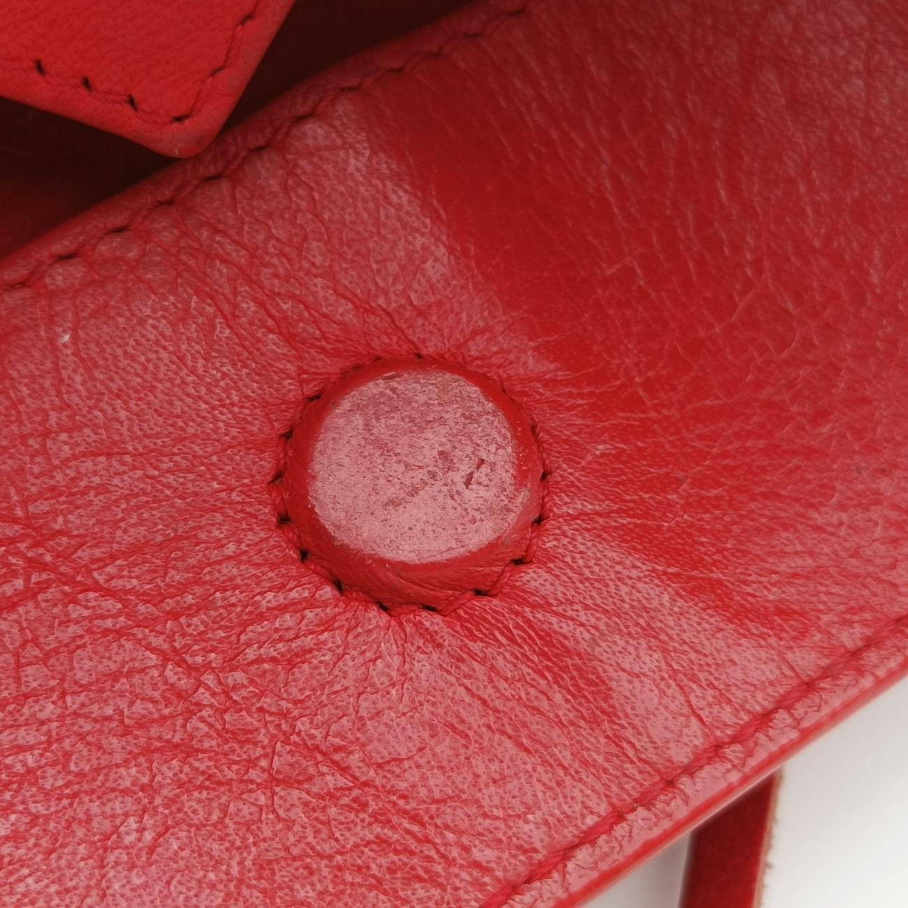 Pre-owned Balenciaga Paper A6 Zip Around Red Lambskin 370926 shoulderbag | stylenewstar