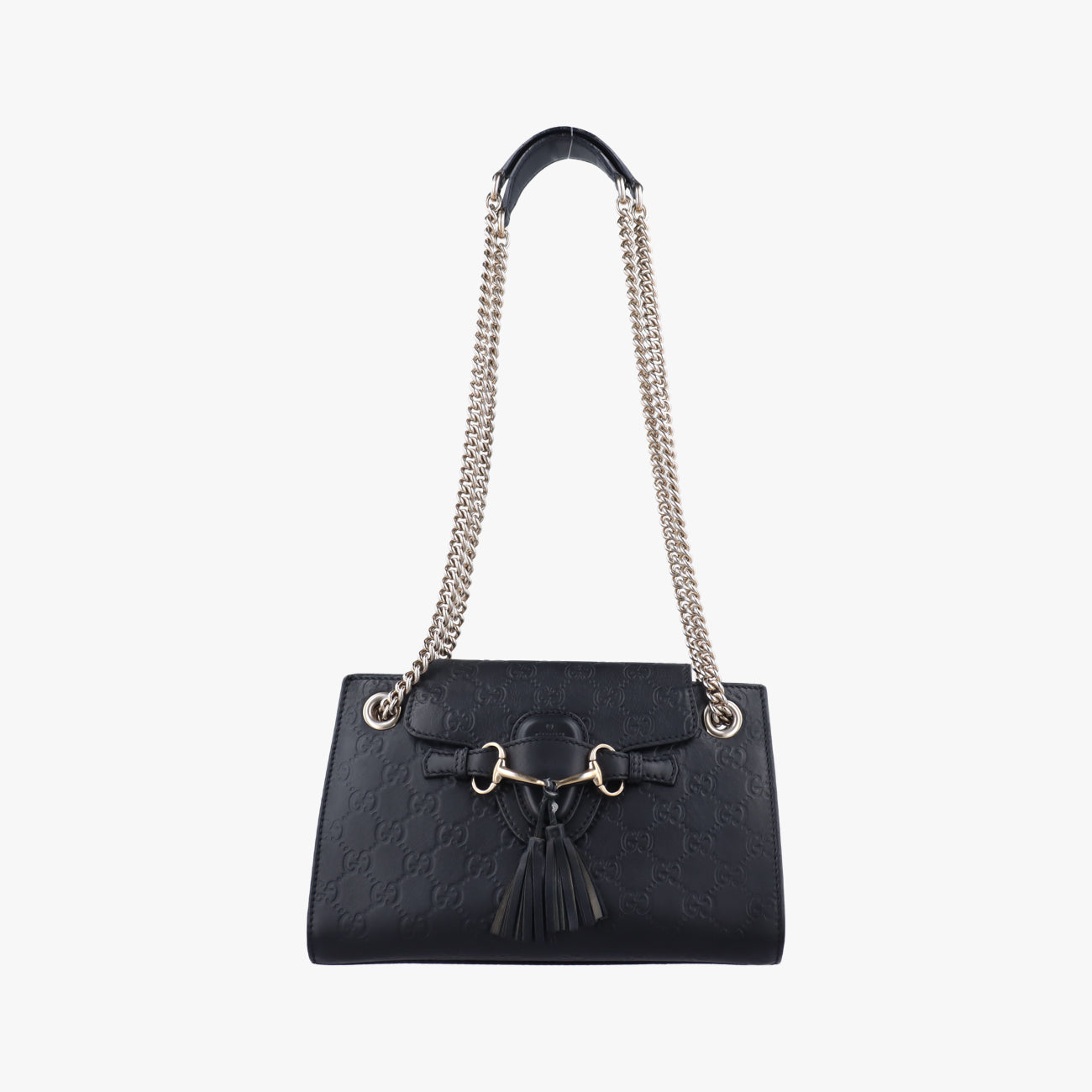 Pre-owned Gucci Emily Black Leather 369621 shoulderbag | stylenewstar