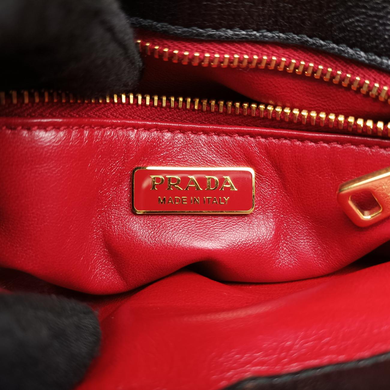 Pre-owned Prada Robot Flap Black×Multicolour Leather 1BD055 shoulderbag | stylenewstar