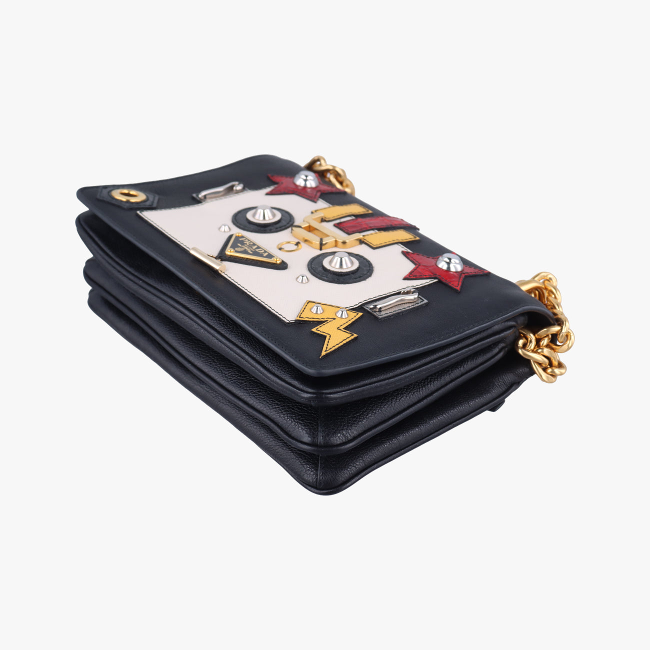 Pre-owned Prada Robot Flap Black×Multicolour Leather 1BD055 shoulderbag | stylenewstar