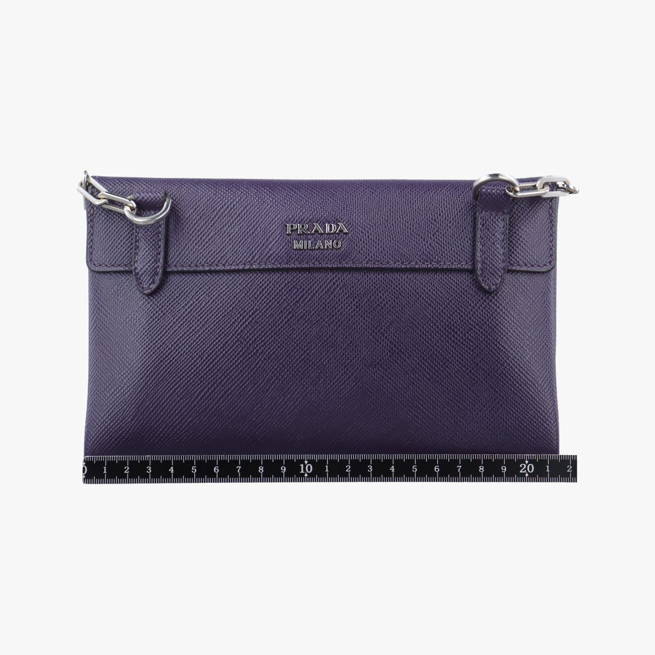Pre-owned Prada Small Double Turnlock Purple SAFFIANO Leather BT955X shoulderbag | stylenewstar