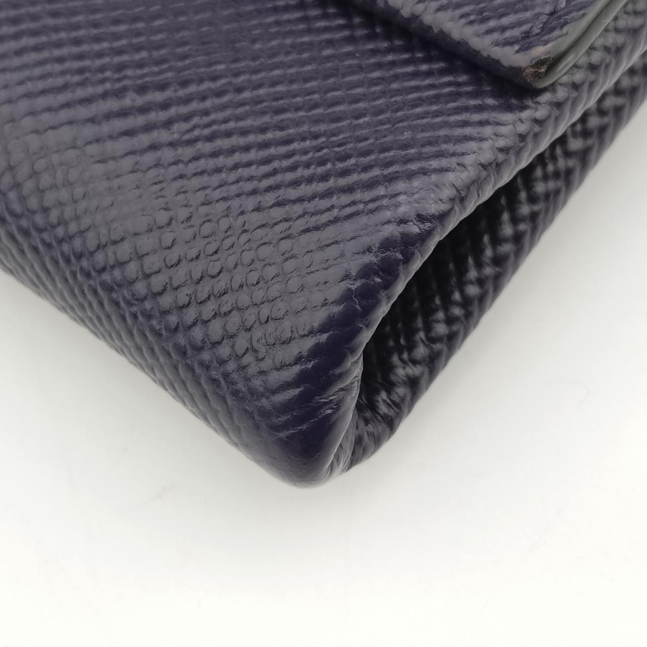 Pre-owned Prada Small Double Turnlock Purple SAFFIANO Leather BT955X shoulderbag | stylenewstar