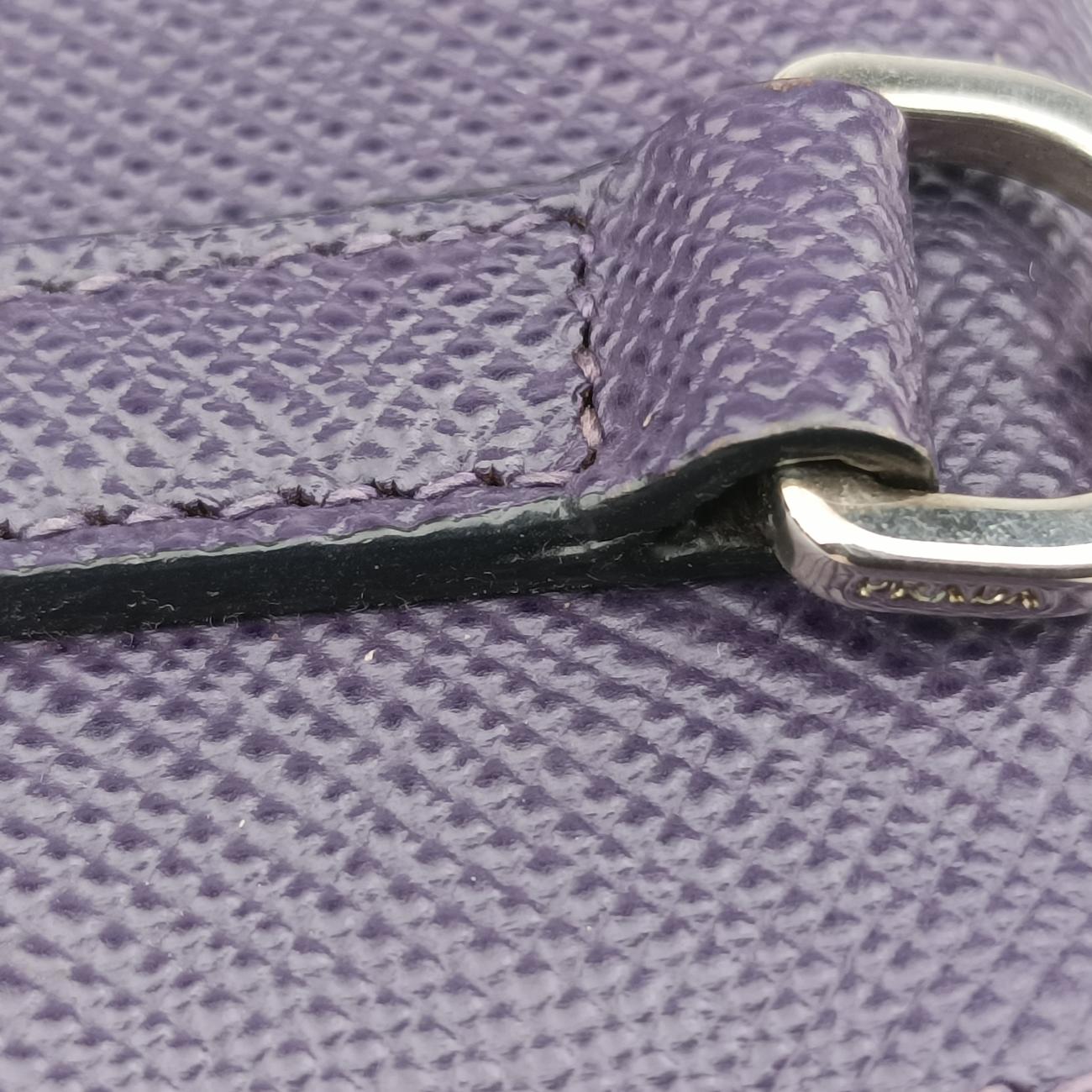 Pre-owned Prada Small Double Turnlock Purple SAFFIANO Leather BT955X shoulderbag | stylenewstar