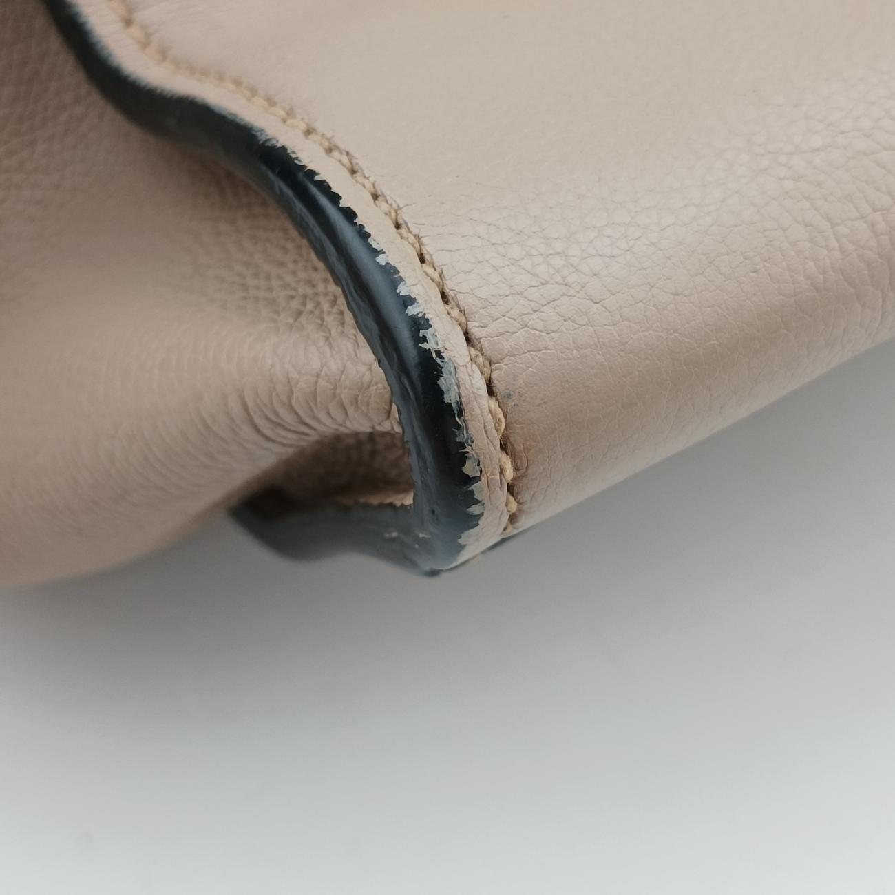 Pre-owned Prada Glace Twin Pocket Tote Beige leather B2625M shoulderbag | stylenewstar