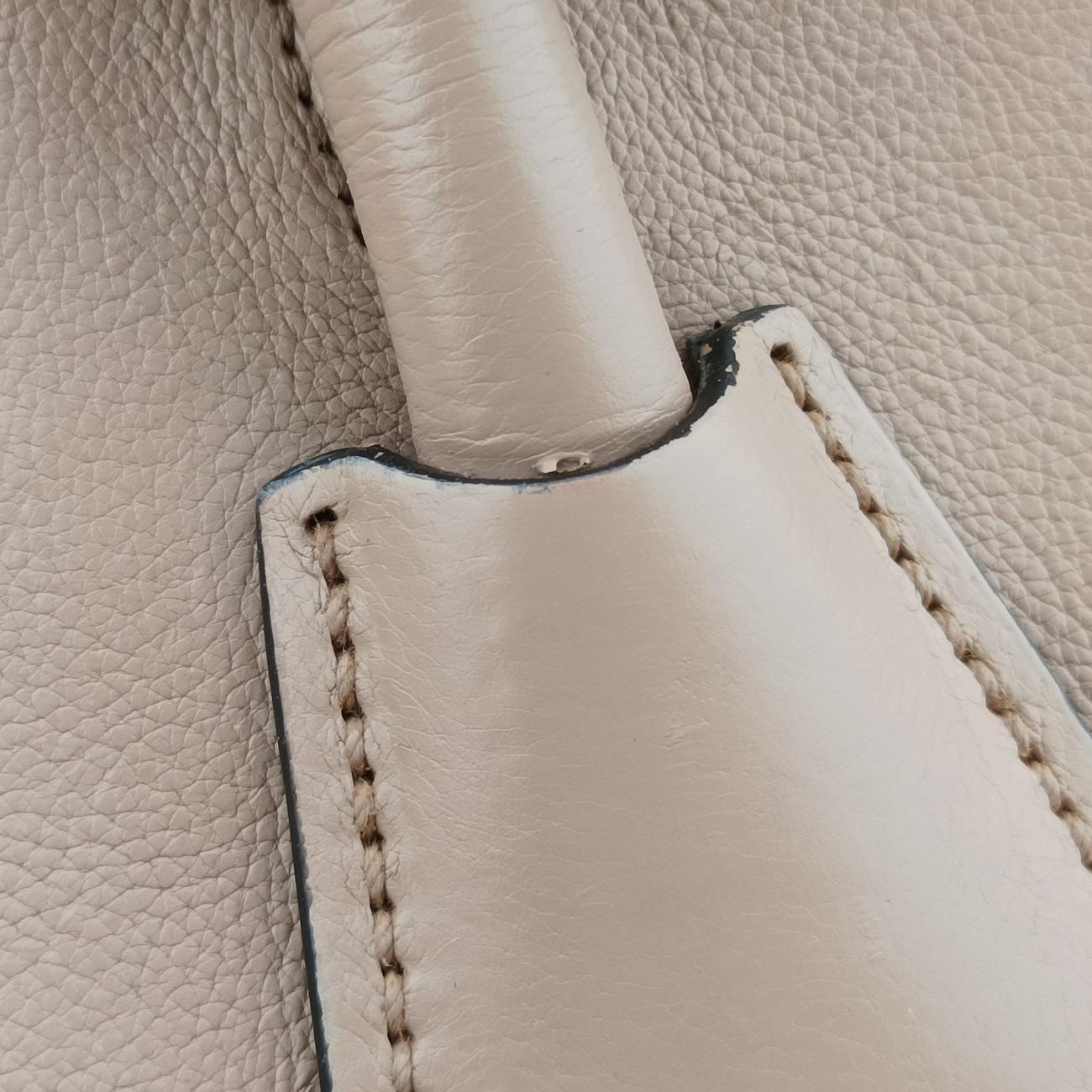 Pre-owned Prada Glace Twin Pocket Tote Beige leather B2625M shoulderbag | stylenewstar