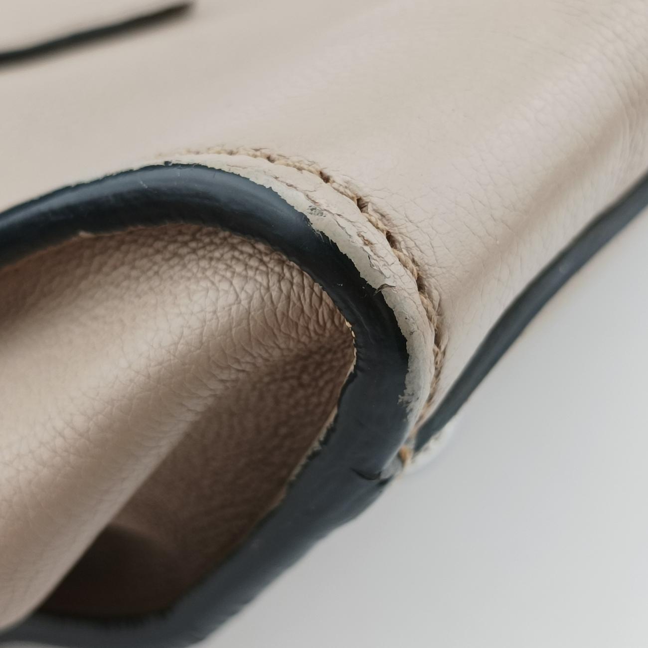 Pre-owned Prada Glace Twin Pocket Tote Beige leather B2625M shoulderbag | stylenewstar