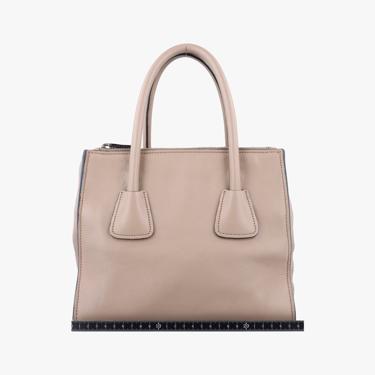 Pre-owned Prada Glace Twin Pocket Tote Beige leather B2625M shoulderbag | stylenewstar