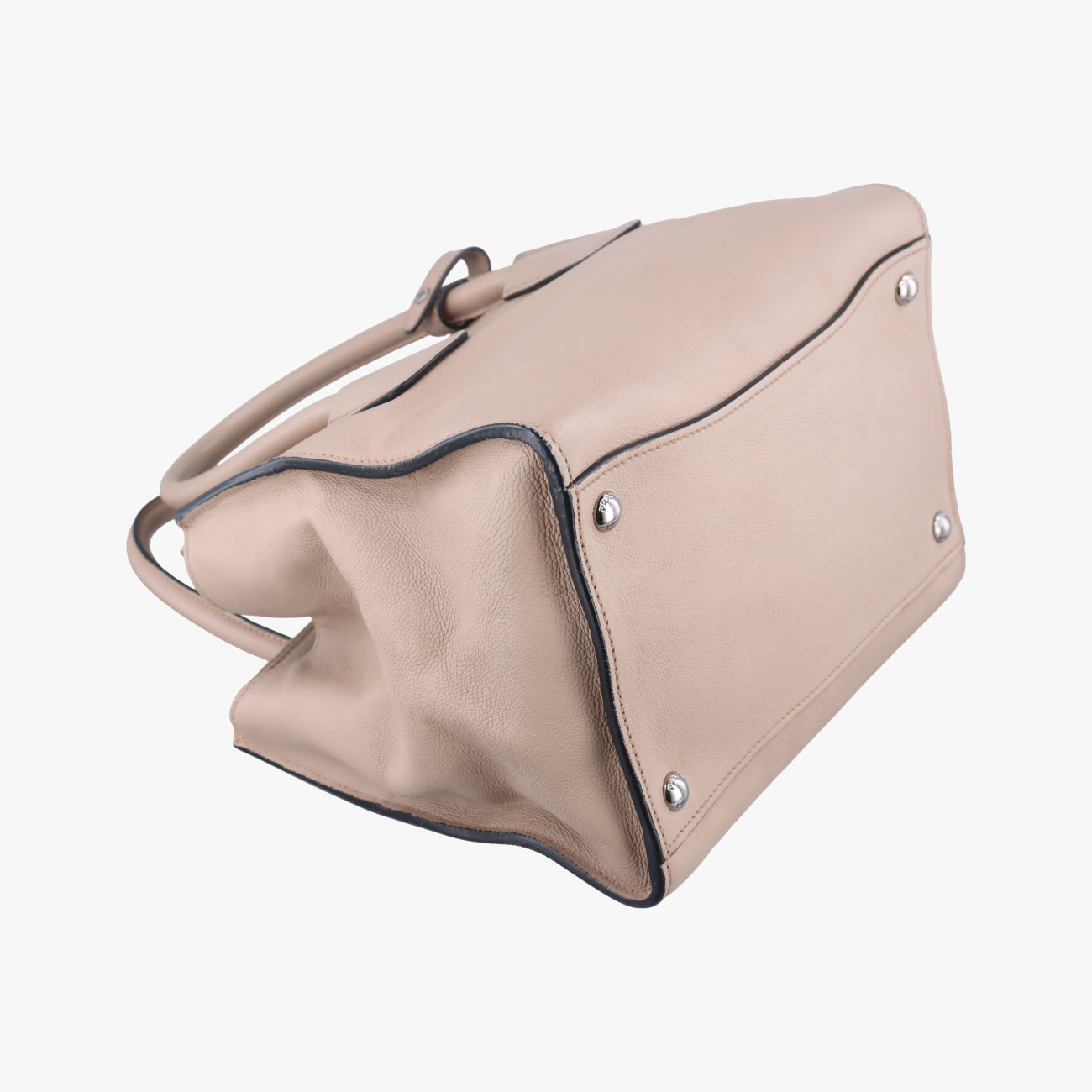 Pre-owned Prada Glace Twin Pocket Tote Beige leather B2625M shoulderbag | stylenewstar