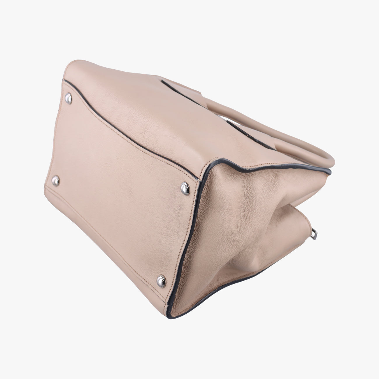 Pre-owned Prada Glace Twin Pocket Tote Beige leather B2625M shoulderbag | stylenewstar