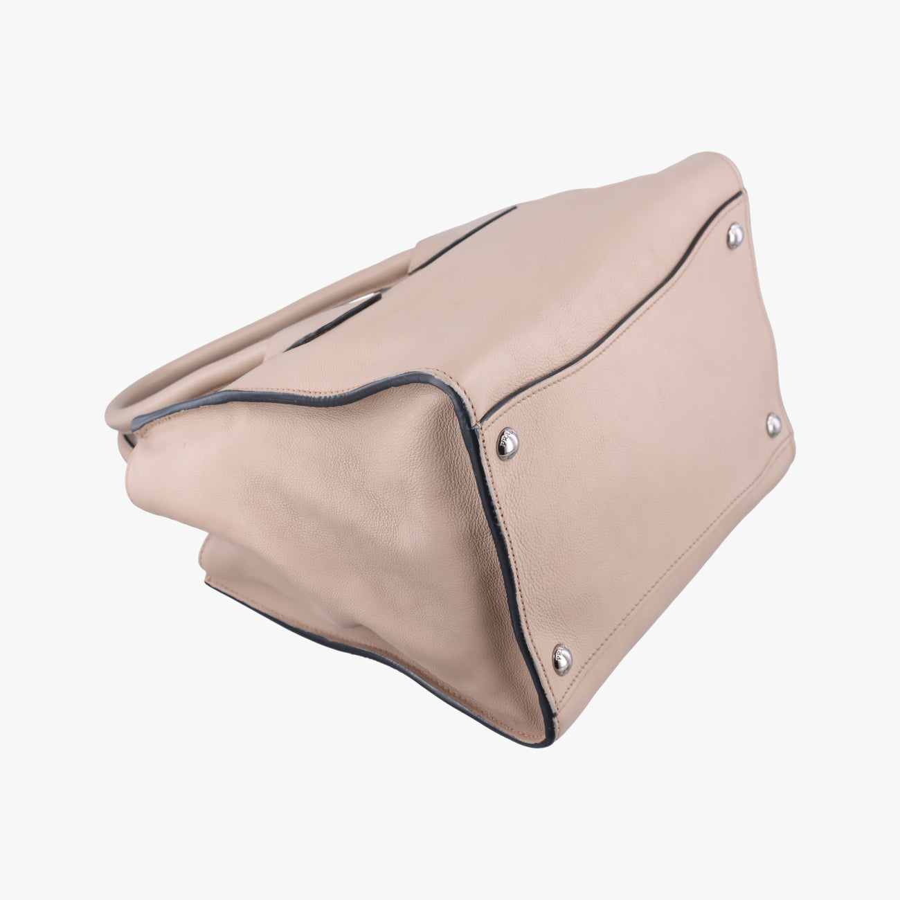 Pre-owned Prada Glace Twin Pocket Tote Beige leather B2625M shoulderbag | stylenewstar