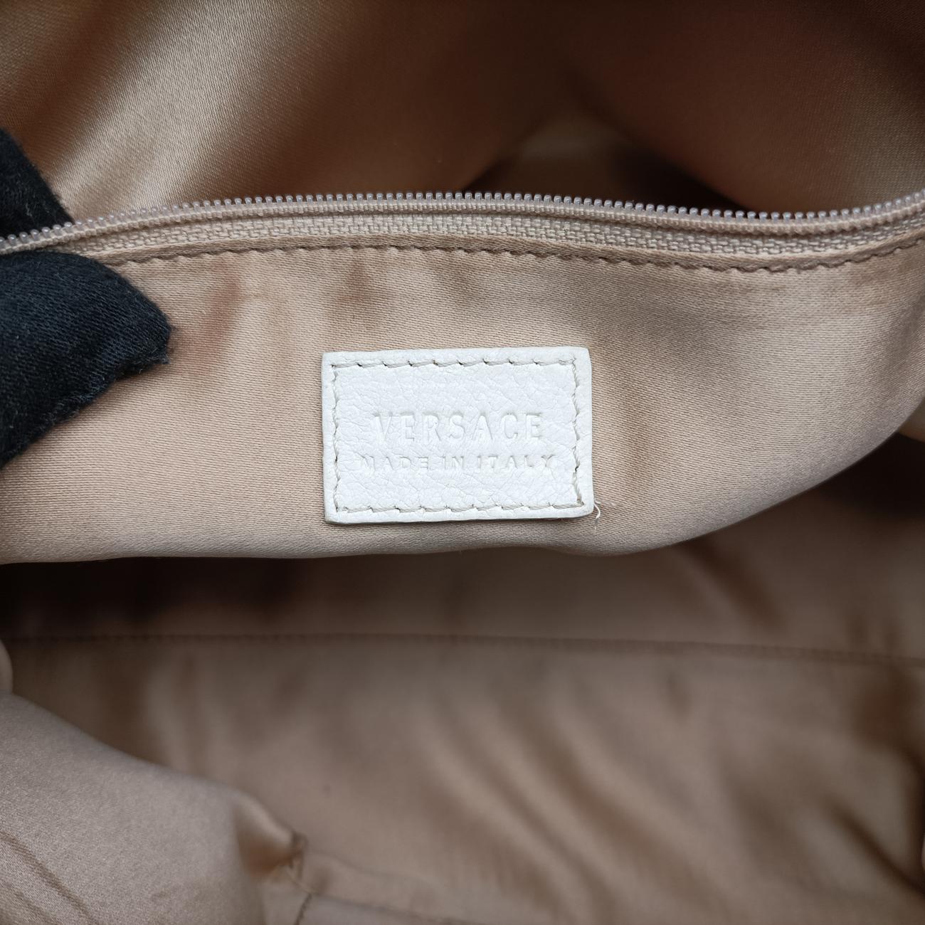 Pre-owned VERSACE Zucca White Leather  handbag | stylenewstar