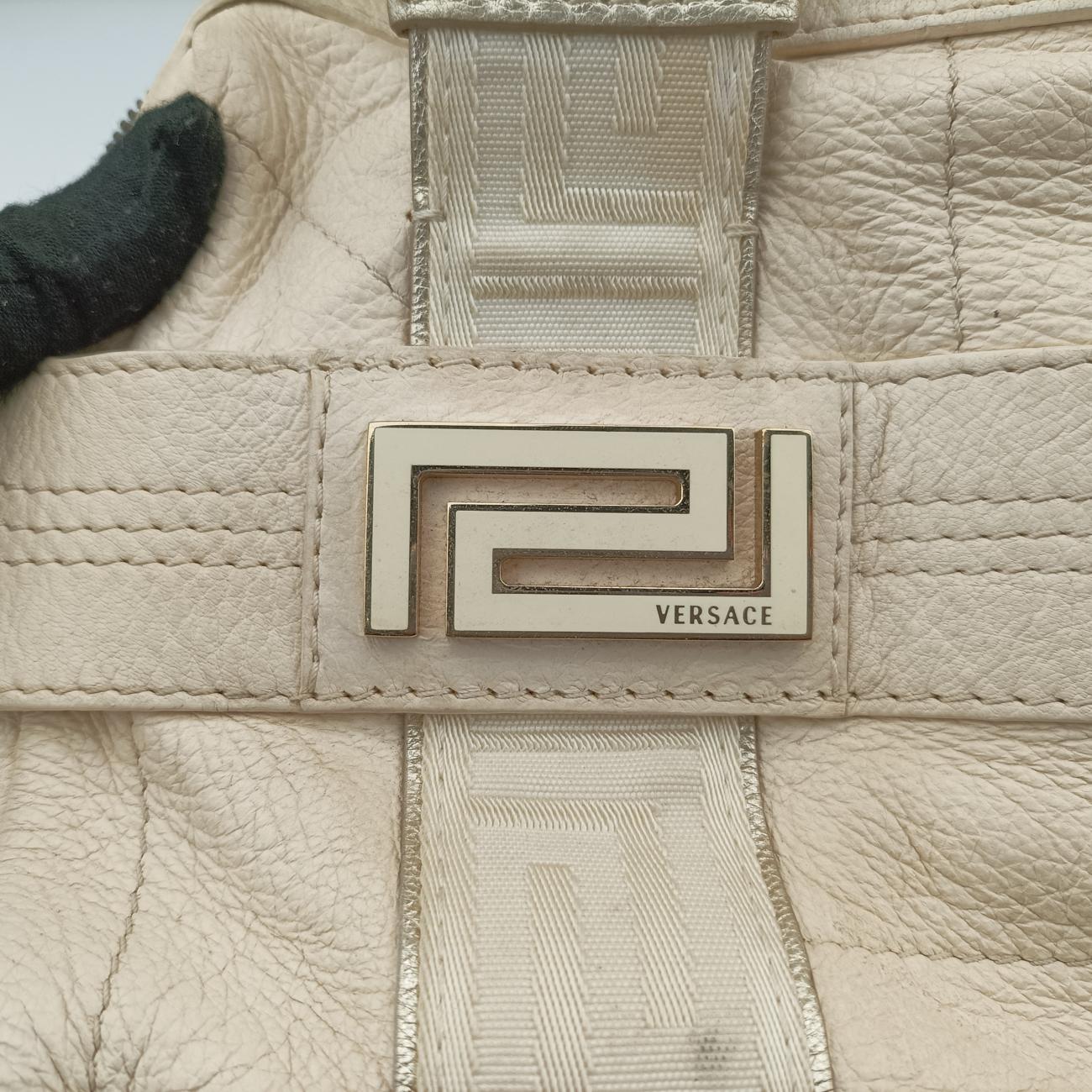 Pre-owned VERSACE Zucca White Leather  handbag | stylenewstar