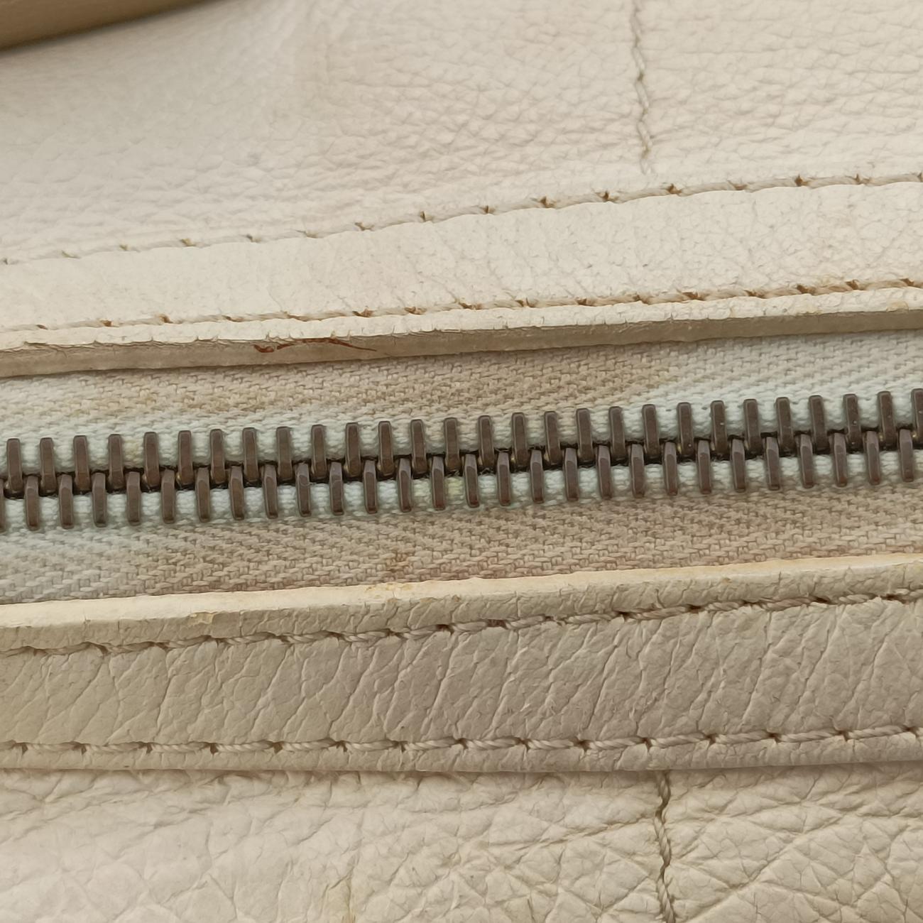 Pre-owned VERSACE Zucca White Leather  handbag | stylenewstar