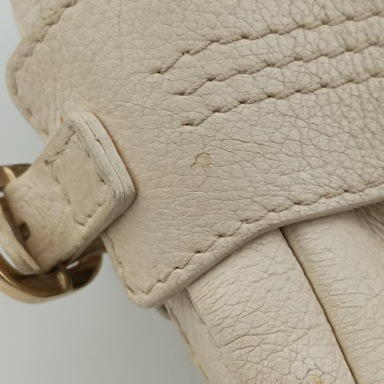 Pre-owned VERSACE Zucca White Leather  handbag | stylenewstar