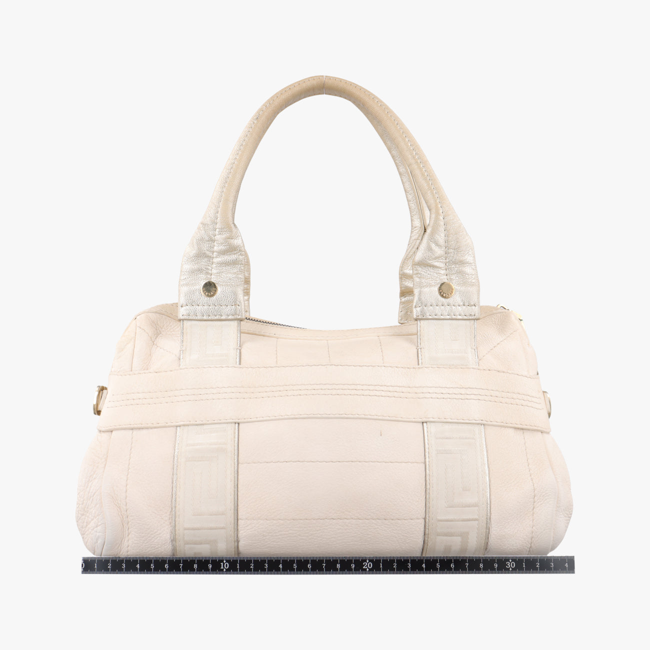 Pre-owned VERSACE Zucca White Leather  handbag | stylenewstar