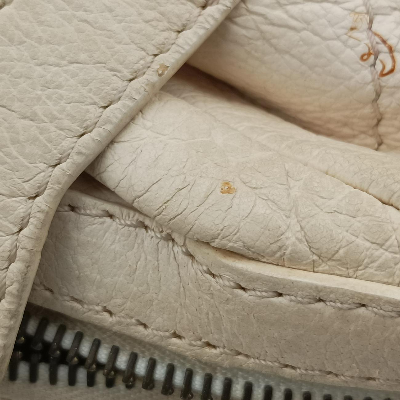 Pre-owned VERSACE Zucca White Leather  handbag | stylenewstar