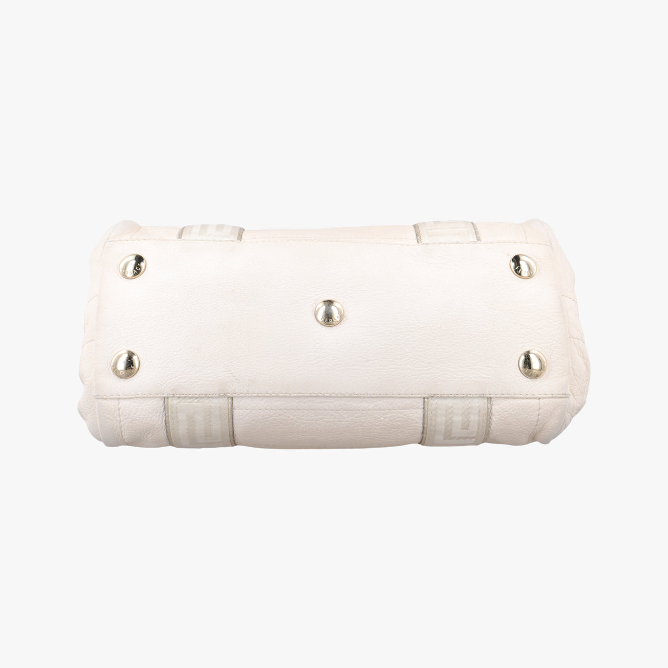 Pre-owned VERSACE Zucca White Leather  handbag | stylenewstar