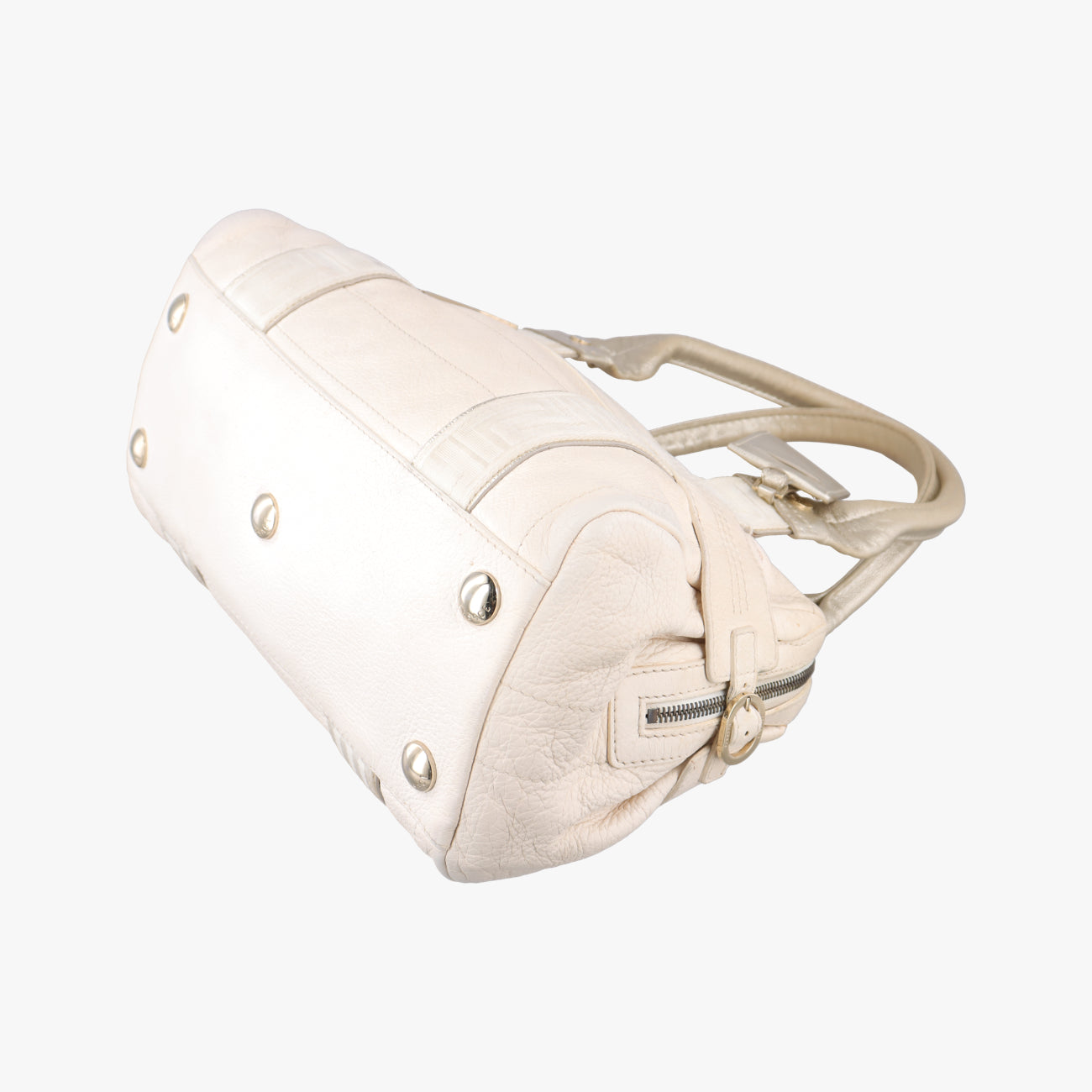 Pre-owned VERSACE Zucca White Leather  handbag | stylenewstar
