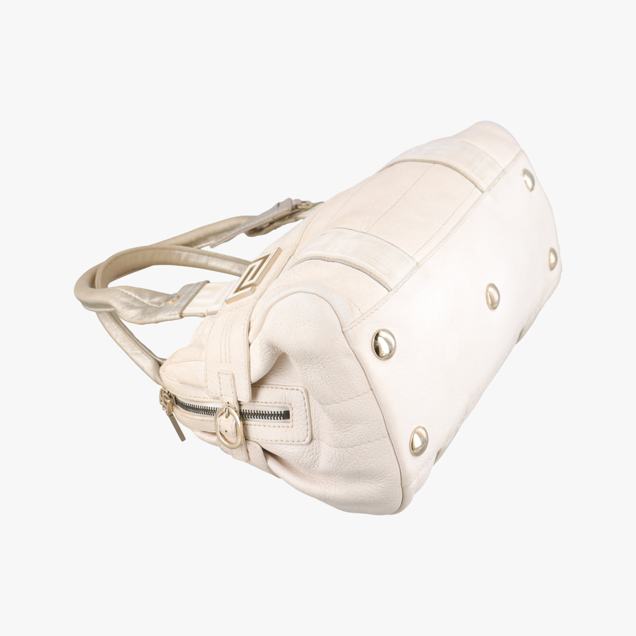 Pre-owned VERSACE Zucca White Leather  handbag | stylenewstar