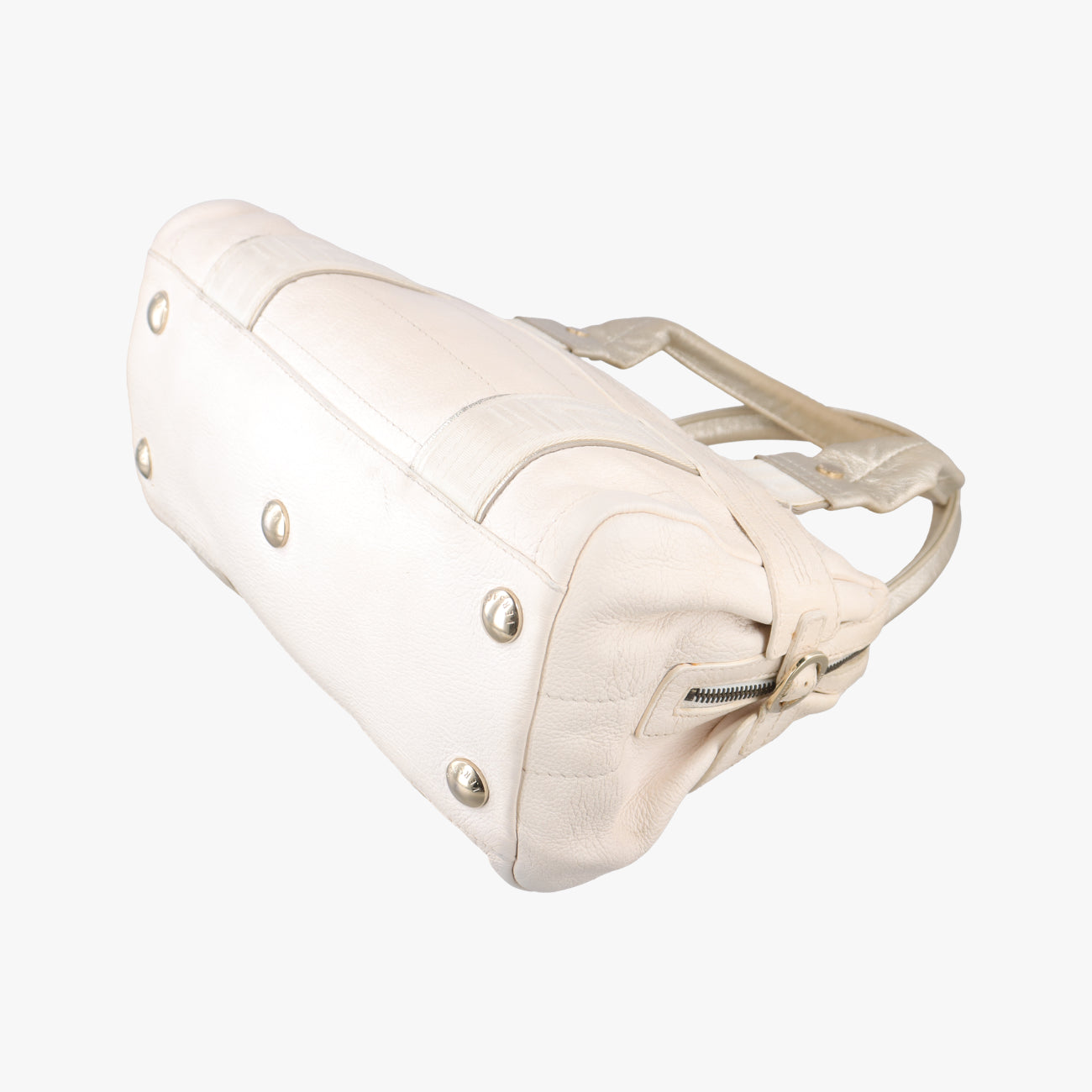 Pre-owned VERSACE Zucca White Leather  handbag | stylenewstar