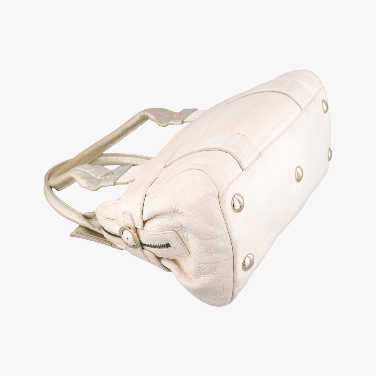 Pre-owned VERSACE Zucca White Leather  handbag | stylenewstar