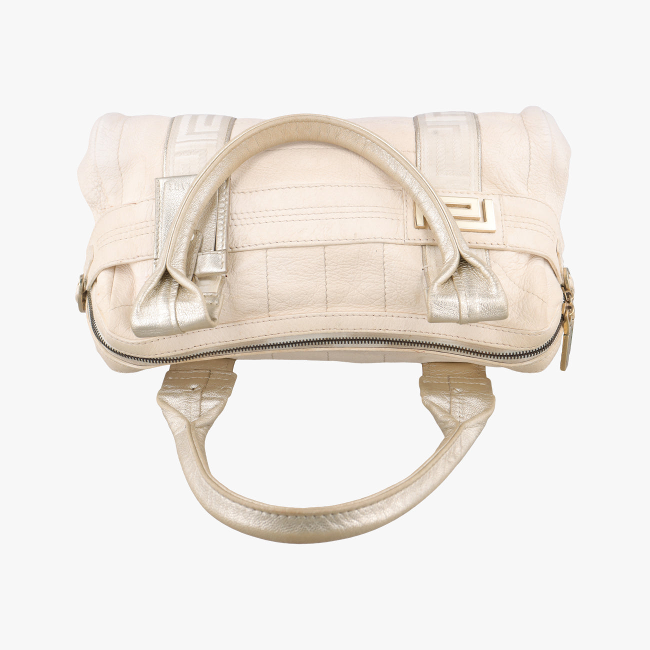 Pre-owned VERSACE Zucca White Leather  handbag | stylenewstar