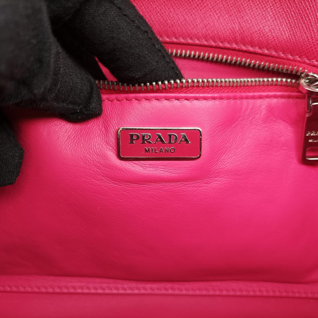 Pre-owned Prada Double Turnlock Pink SAFFIANO Leather BR5083 shoulderbag | stylenewstar