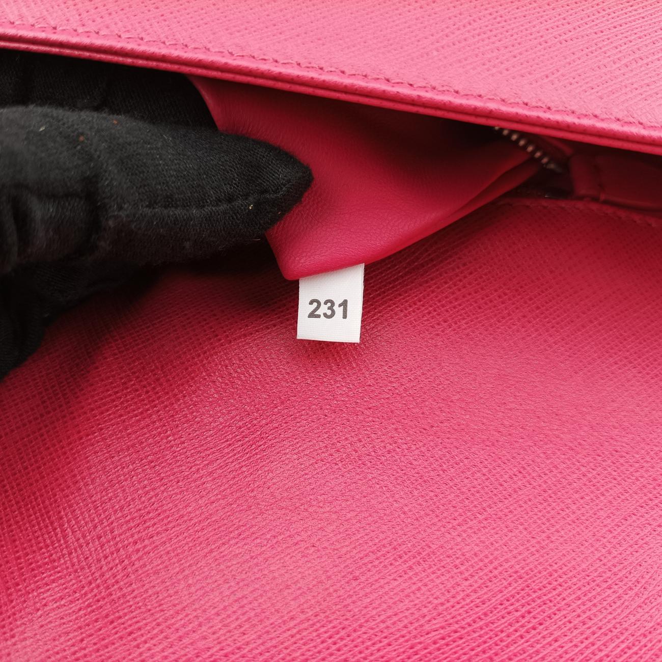 Pre-owned Prada Double Turnlock Pink SAFFIANO Leather BR5083 shoulderbag | stylenewstar