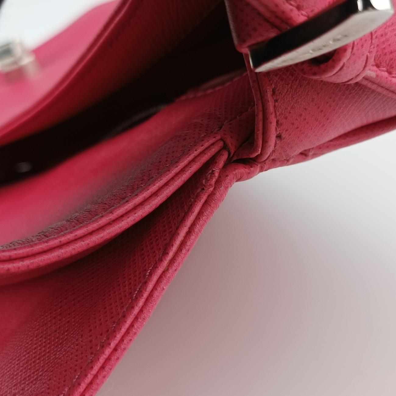 Pre-owned Prada Double Turnlock Pink SAFFIANO Leather BR5083 shoulderbag | stylenewstar